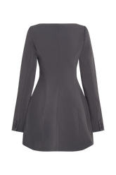 Jolie Boat Neck Suiting Mini Dress - Charcoal Grey